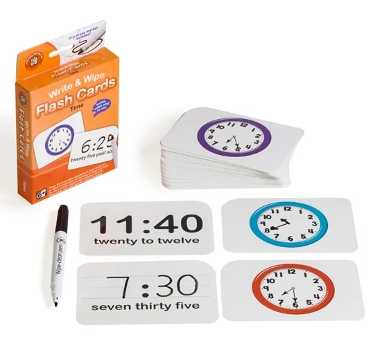 Learning Can Be Fun - Write & Wipe Time Flash Cards with Marker