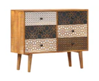 vidaXL Sideboard with Printed Pattern 90x30x70 cm Solid Mango Wood