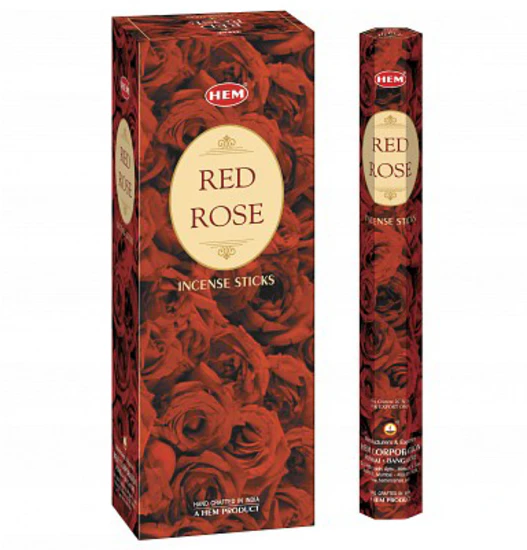 Red Rose - 120 Incense Sticks Bulk Pack, HEM, Zen Aromatherapy, 6 Boxes of 20 Sticks