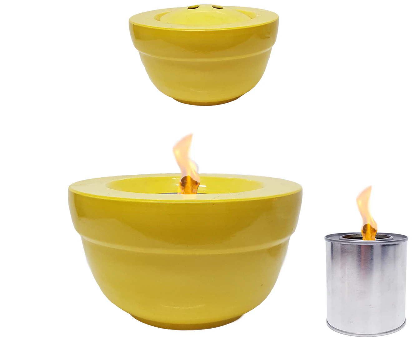 2-In-1 Round Candle Holder / Garden Planter Pot  with Flame in a Can