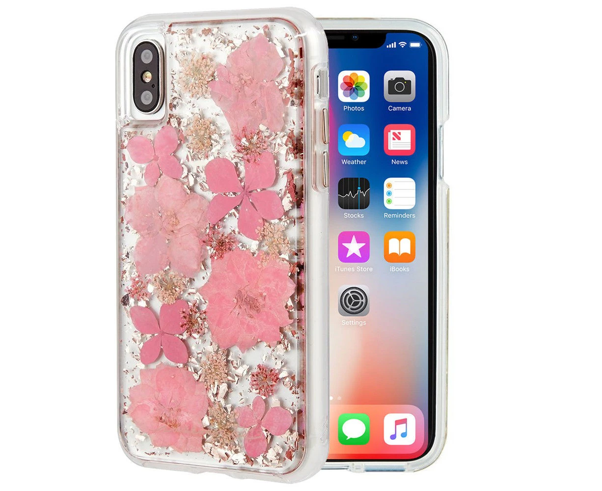 Pink For Apple iPhone XS MAX New Petals Gold Foil Hybrid Protective Case Cover