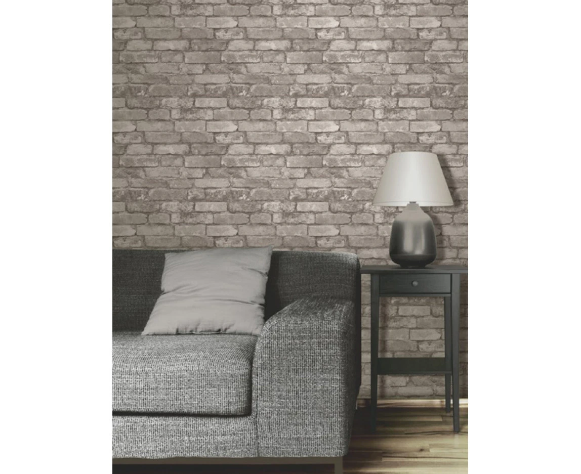 Silver Grey Brick Effect Wallpaper Fine Decor FD31286