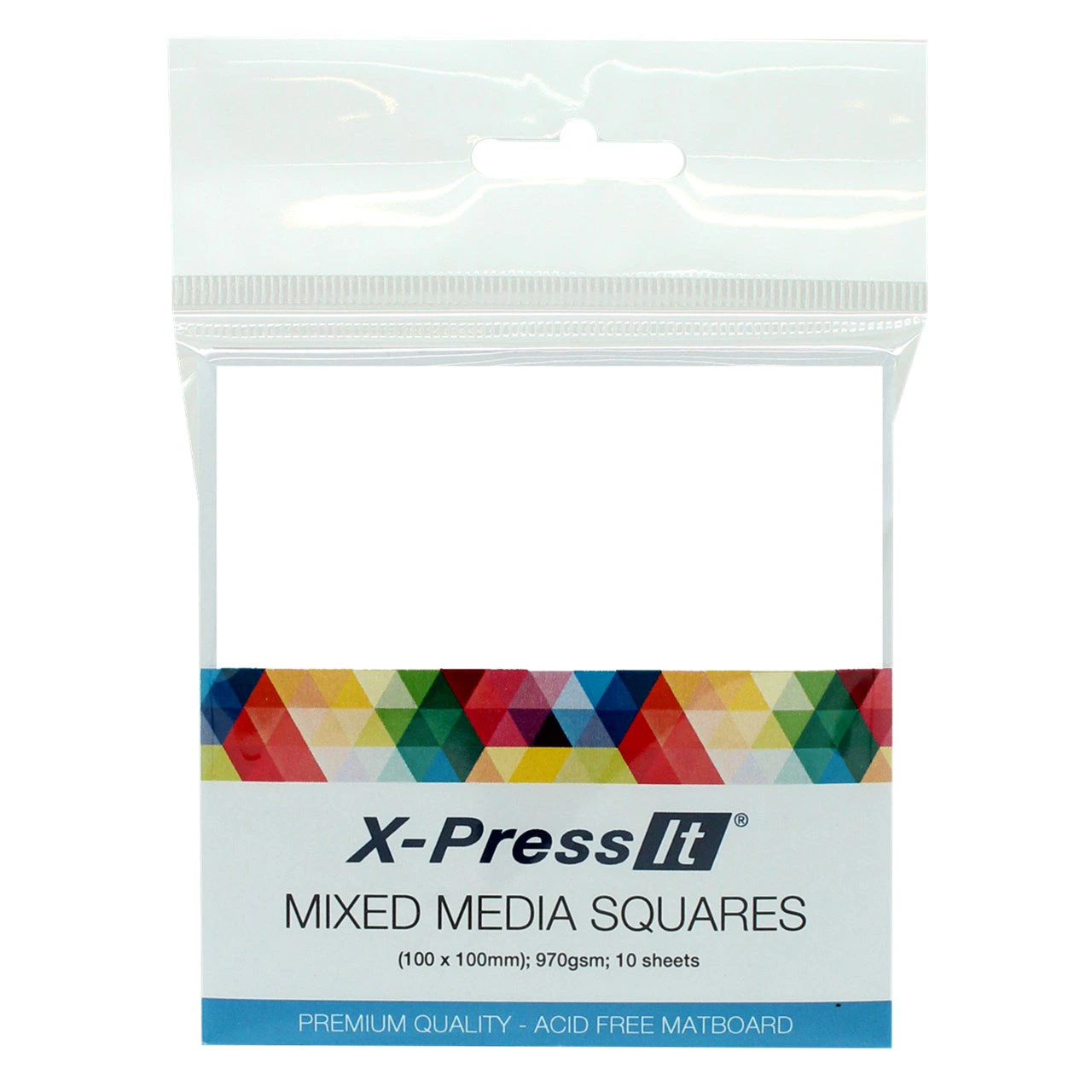 X-Press It 10cm Mixed Media Cardstock Squares 970gsm Matboard Cards White