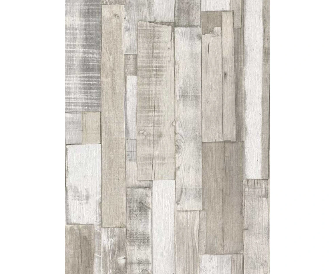 Wood Board Panel Wallpaper White Rasch 203714