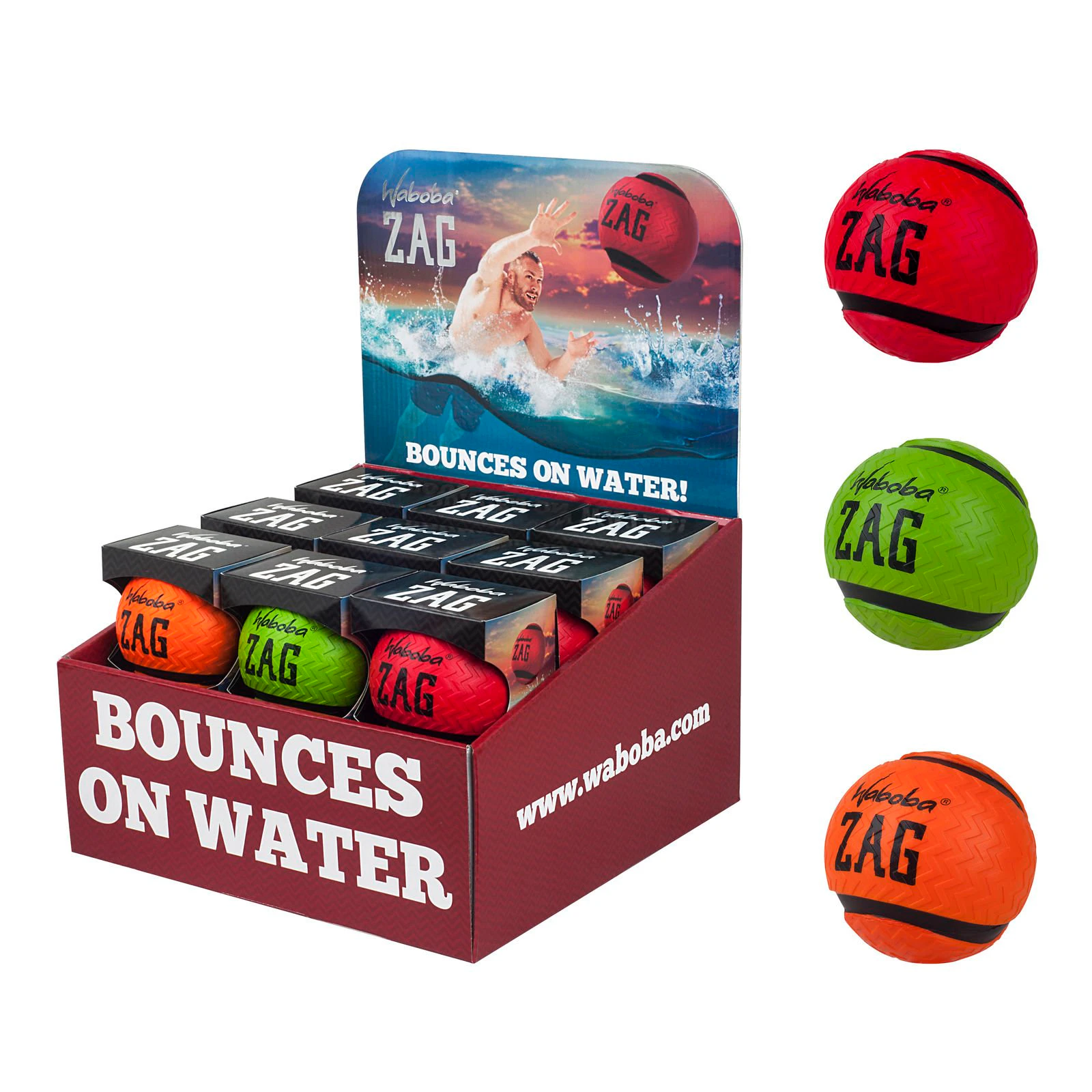 Waboba Zag Premium Foam Series 3D Texture Water Bouncing Ball