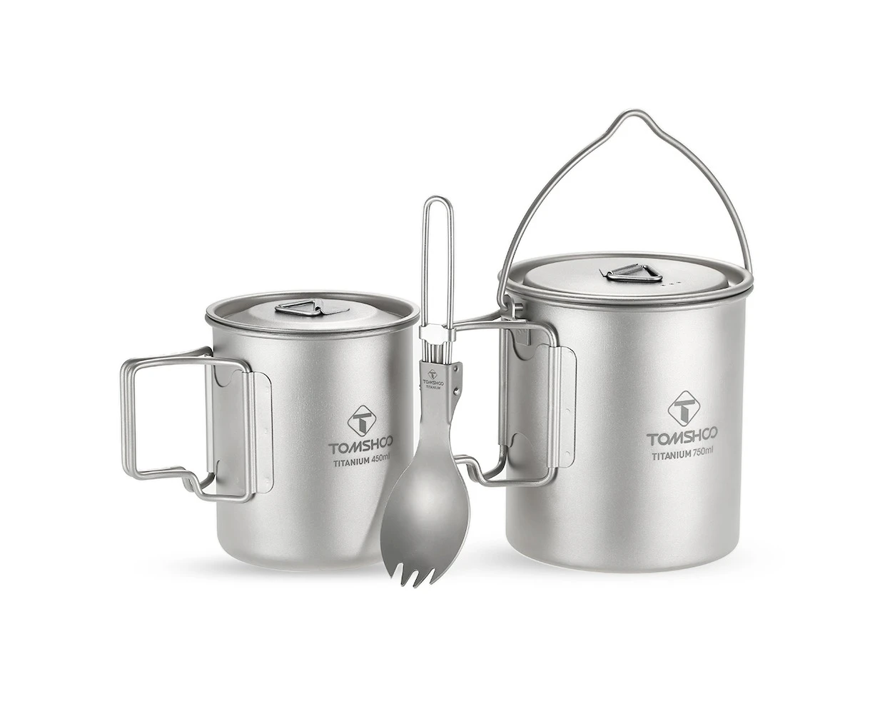 TOMSHOO Lightweight Outdoor Camping Titanium 3 Pieces Set