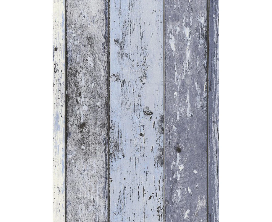 Distressed Wood Panel Wallpaper Blue AS Creation 8550-60