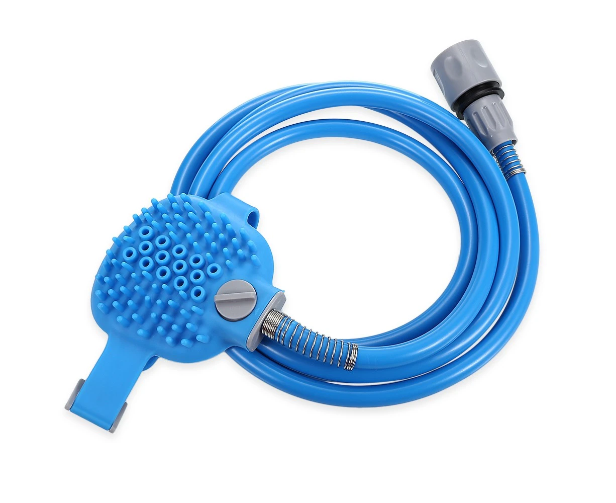 Pet Bathing Tool Combination of Shower Sprayer and Scrubber for Indoor Outdoor Use