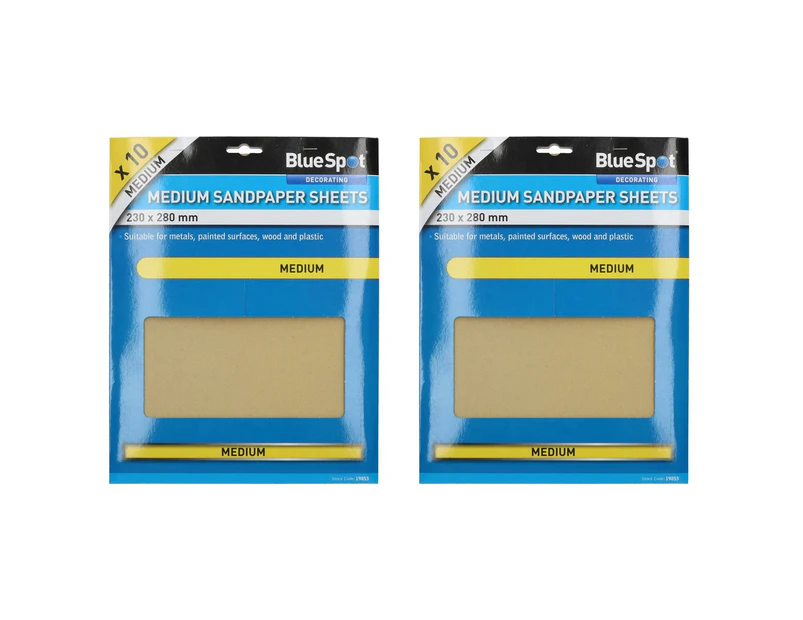 AB Tools 20pc Assorted Sandpaper Sanding Sheets for Metal Wood Plastic Medium 100 Grit