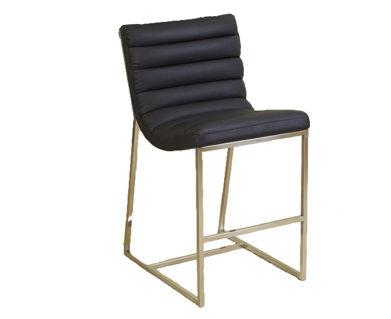 Caviar Black Leather Bar Stool