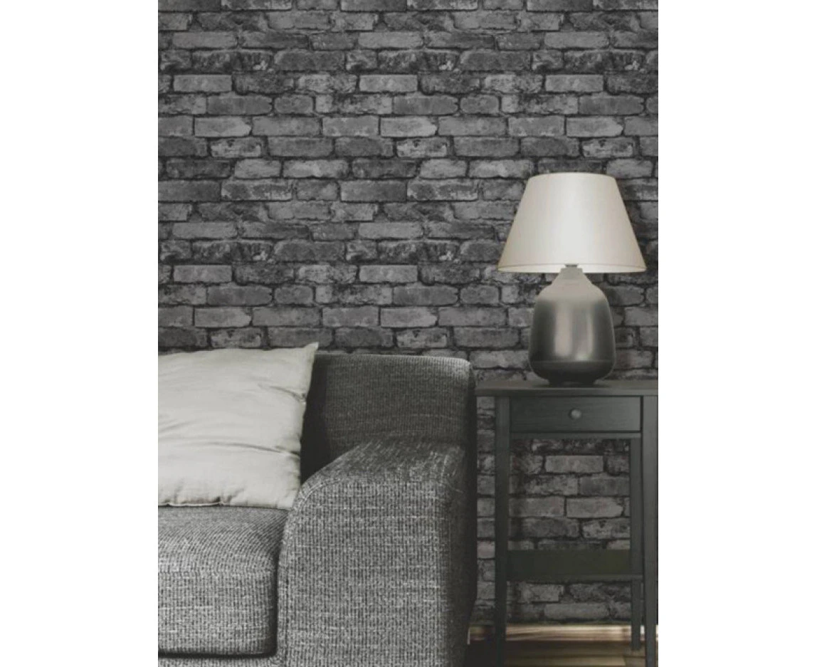 Charcoal Brick Effect Wallpaper Fine Decor FD31284