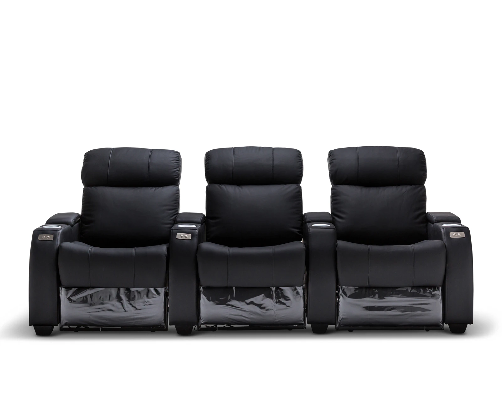 Anna Black Leather Electric Recliner Home theatre Lounge Suite - 3 Seater