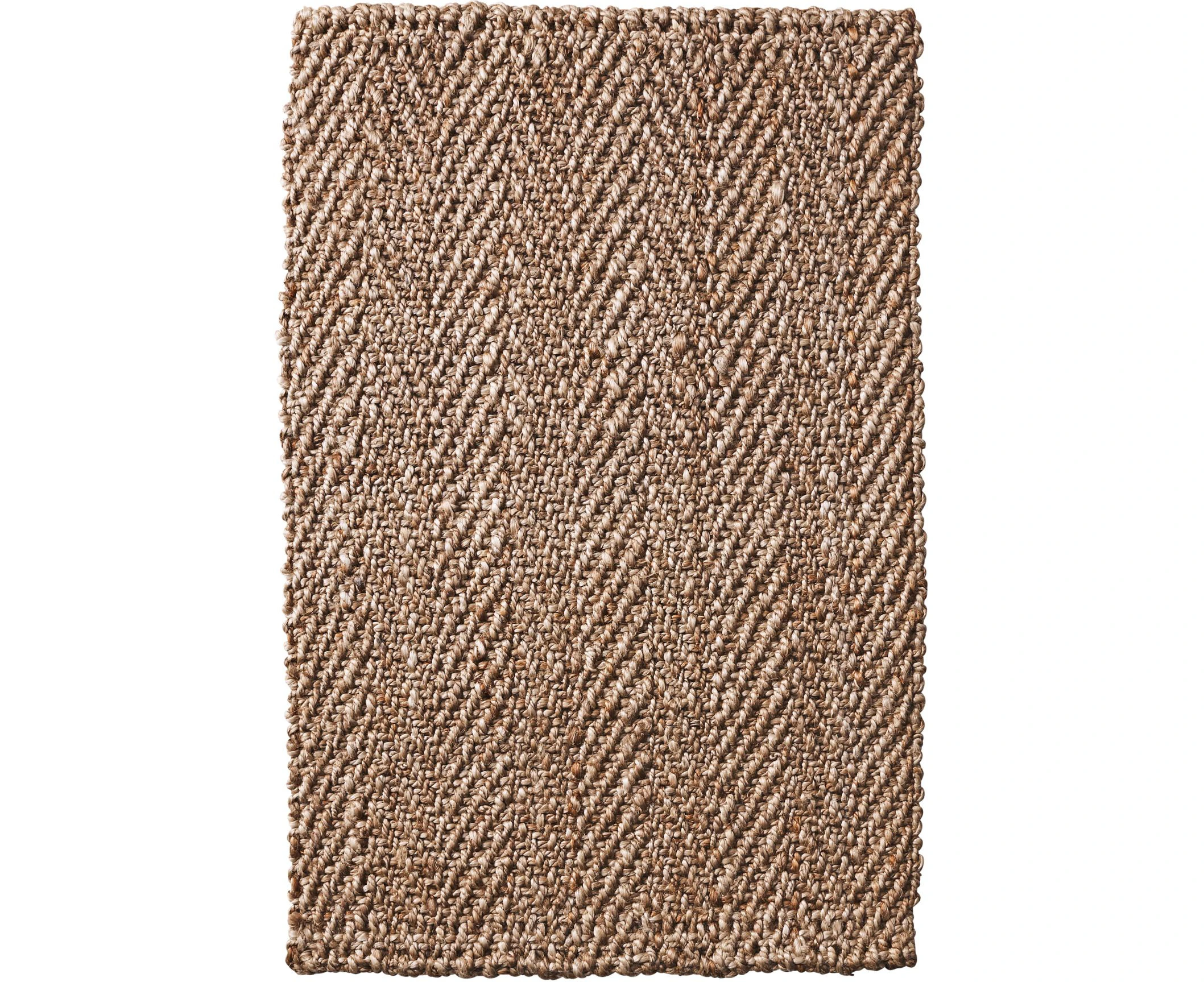 Handwoven Herringbone Weave Mat with Natural Rubber Backing - Natural Silver Jute