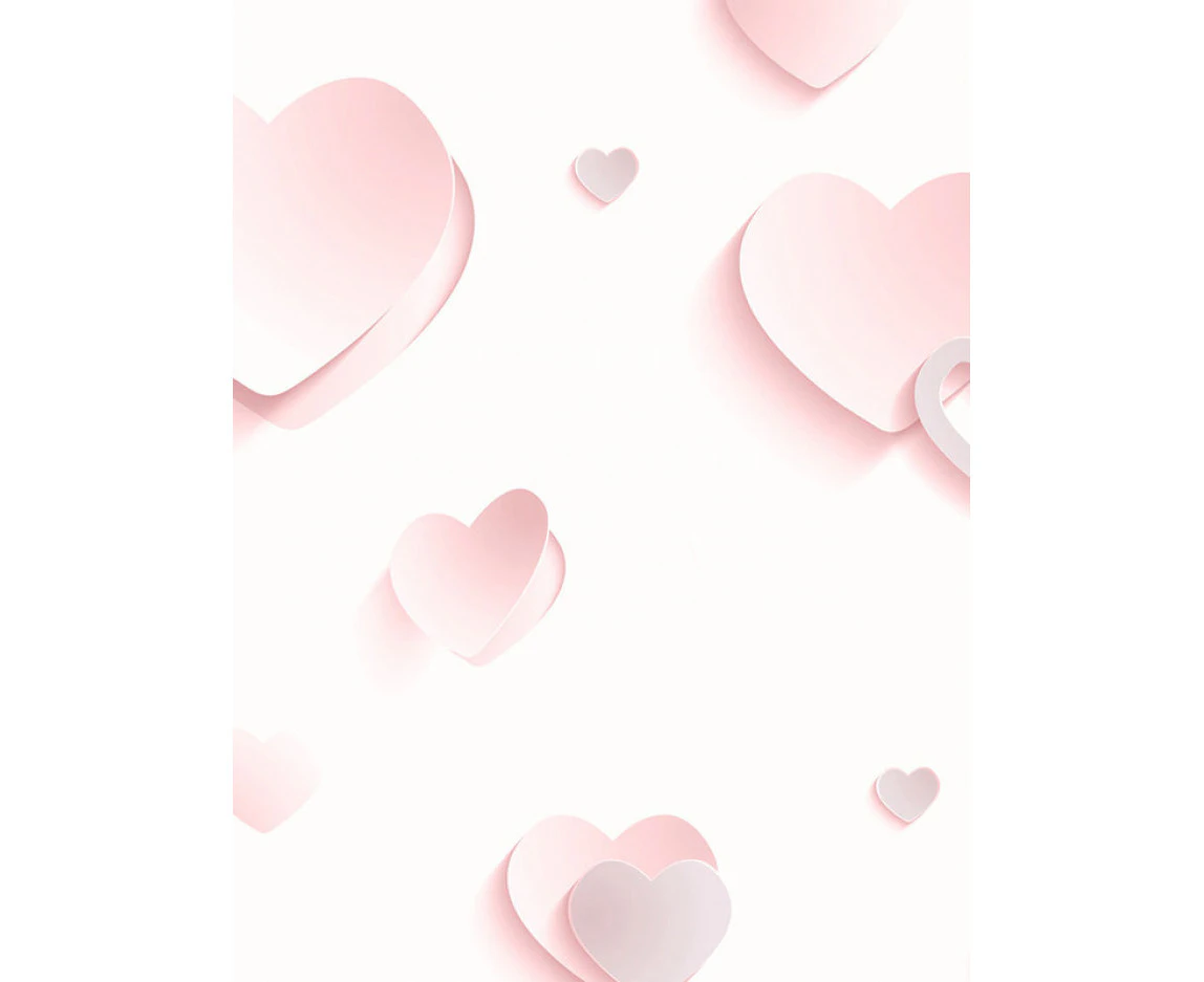 3D Hearts Glitter Wallpaper Pink Muriva J92603