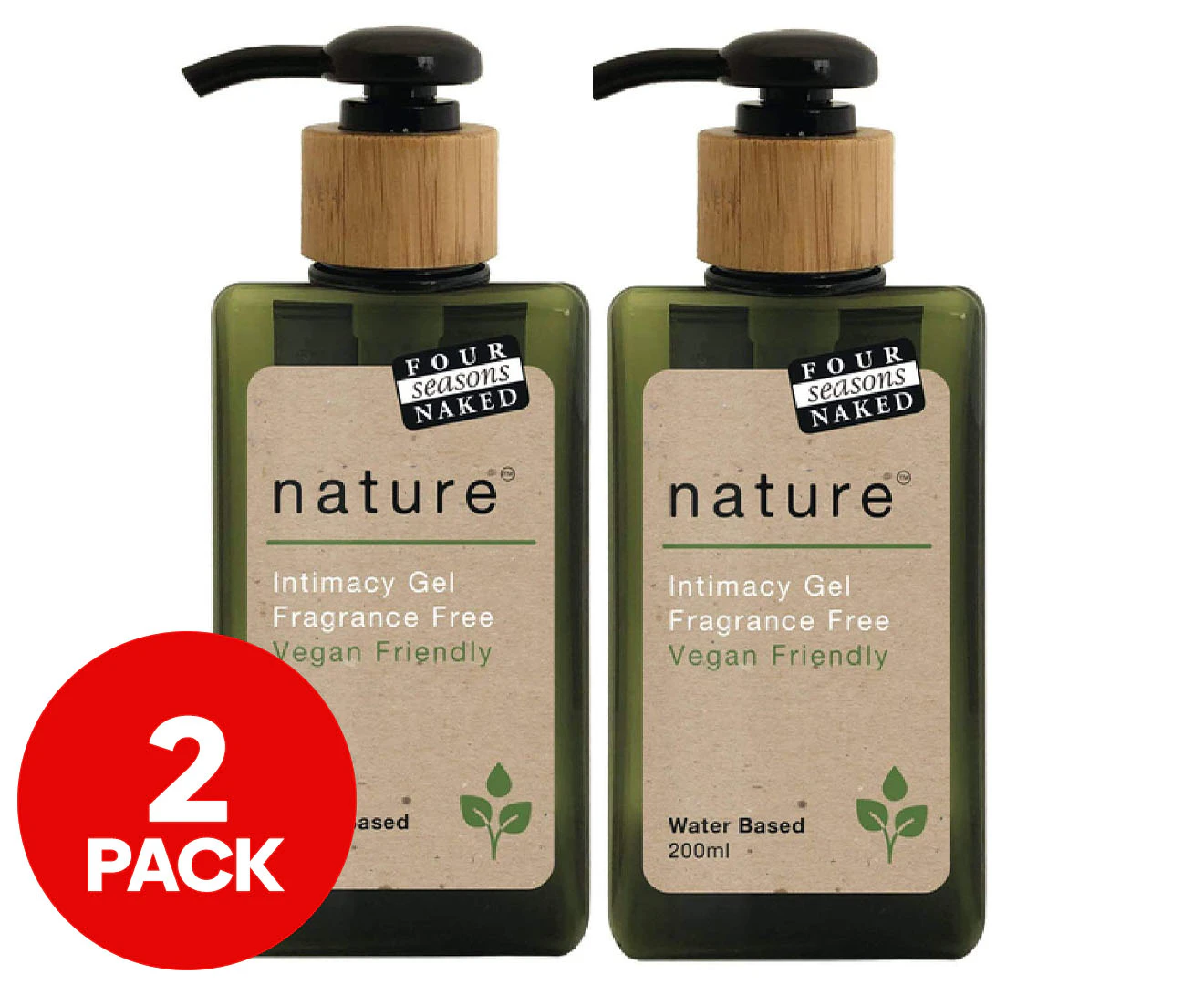 2 x Four Seasons Nature Intimacy Fragrance Free Lubricant 200mL