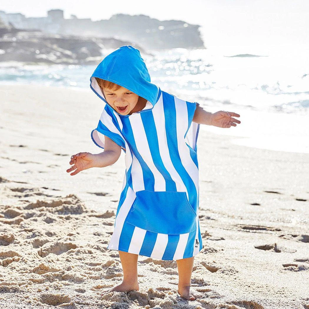 Dock & Bay KIDS Poncho Hooded Towel -Mini Cabana Collection-Bondi Blue S (4-7yrs)