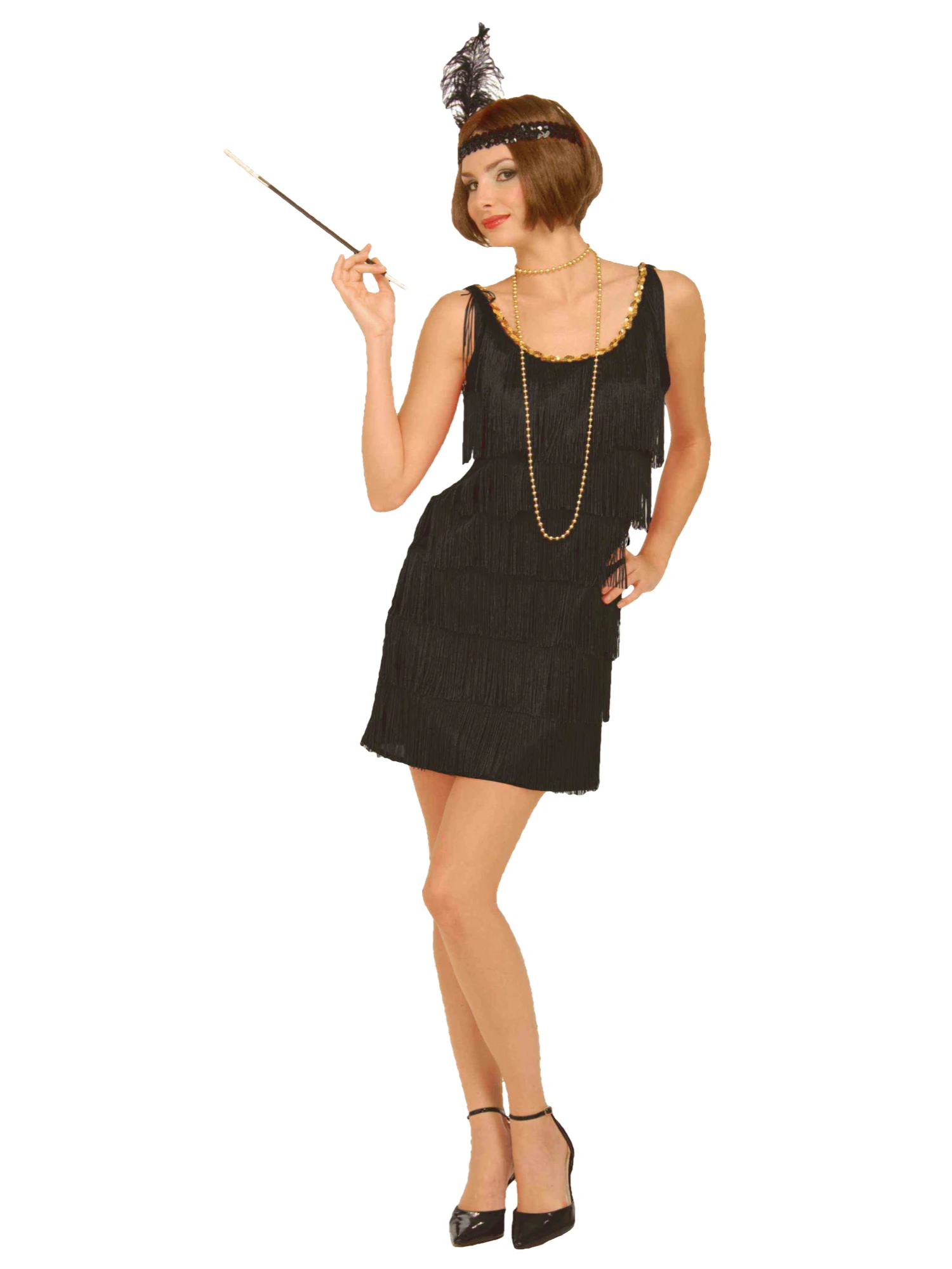 20's Black Fringe Flapper Adult Costume