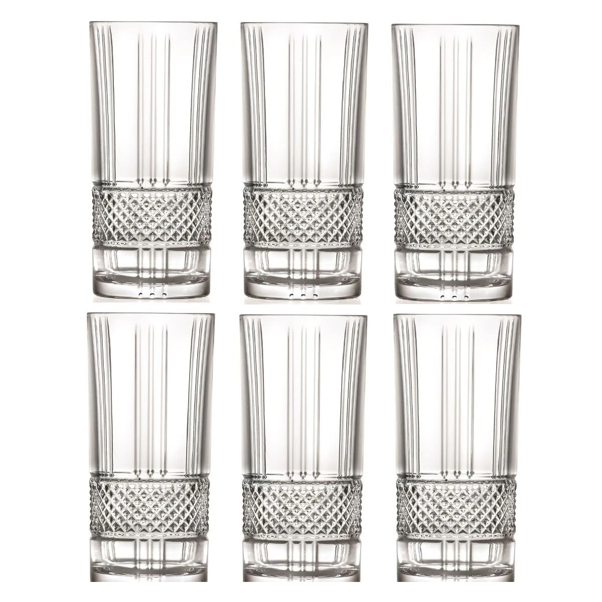 RCR Brillante Highball Crystal Tumbler Glasses 370ml - Set Of 6