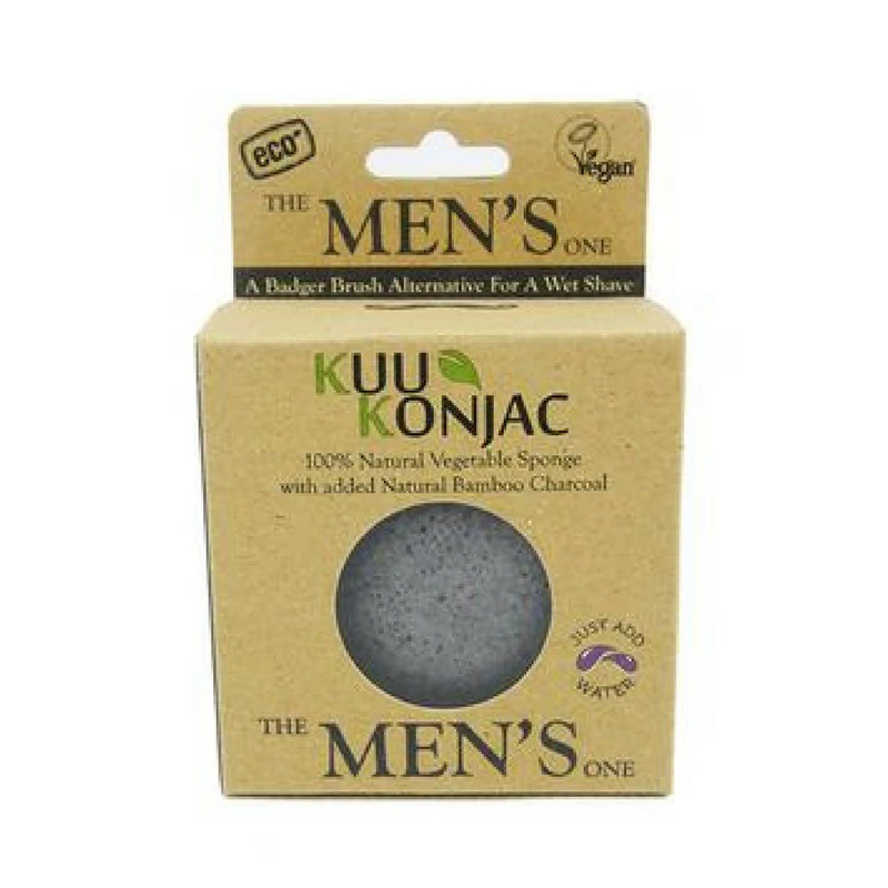 KUU Konjac 100% Natural and Vegan Men's Sponge with Bamboo Charcoal