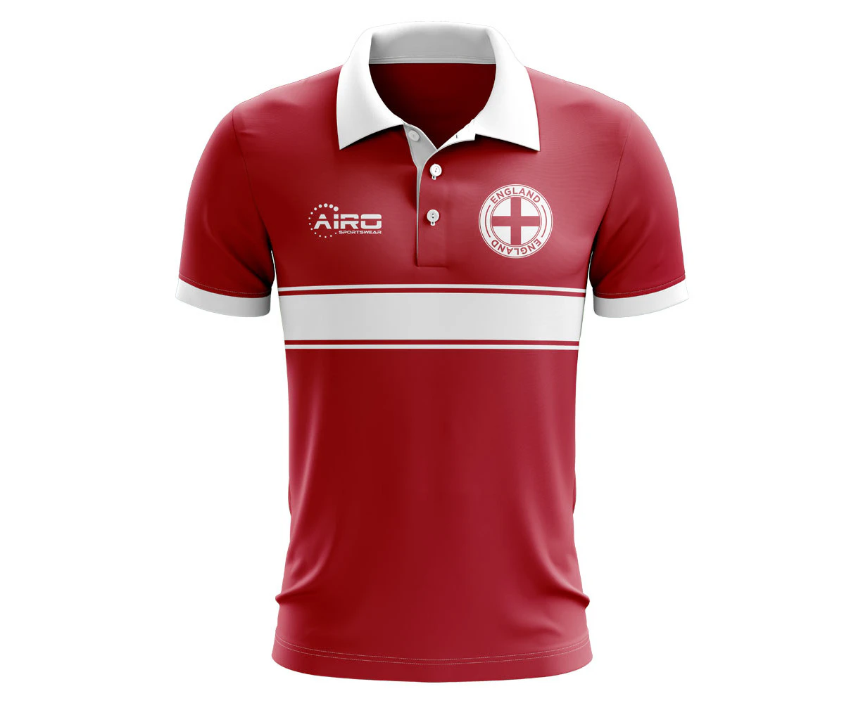 England Concept Stripe Polo Shirt (Red) - Kids