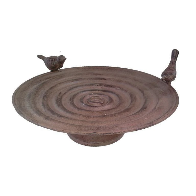 Mr Gecko 2 Birds Cast Iron Beautiful Hand Made Circular Bird Bath - 44cm