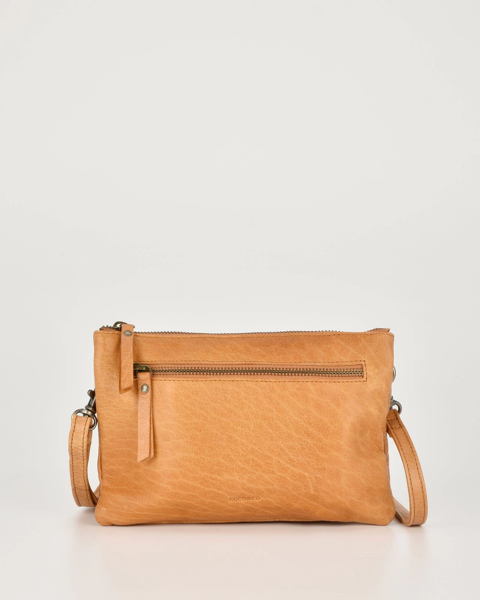 Cobb & Co Hervey Leather Double Pouch Crossbody - Tan