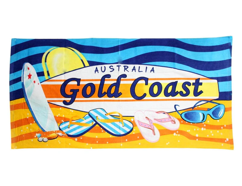 Australian Souvenir Beach Towels Australia 100% Cotton [Design: Gold Coast Beach]