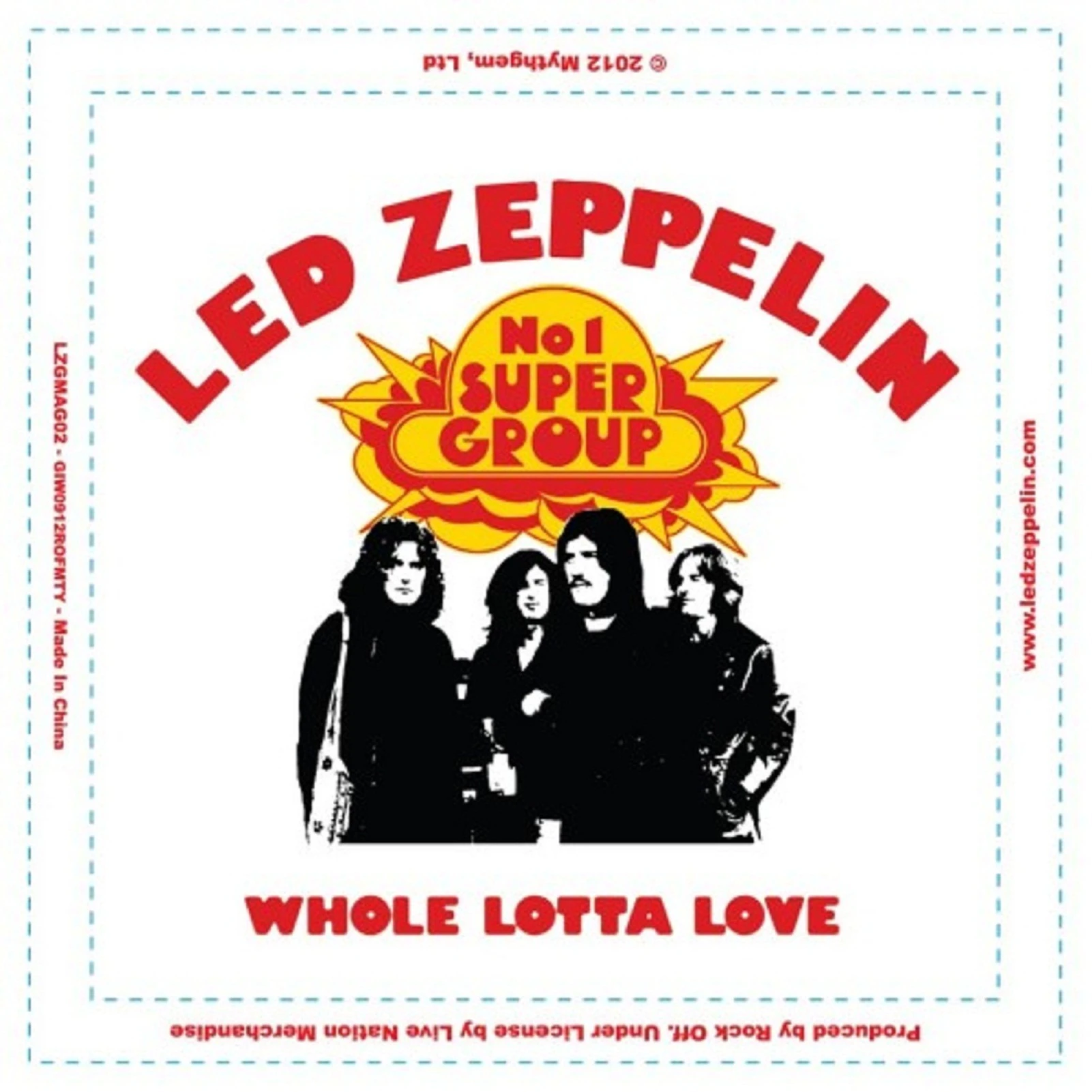 Led Zeppelin Fridge Magnet Whole Lotta Love  Official 76Mm X 76Mm