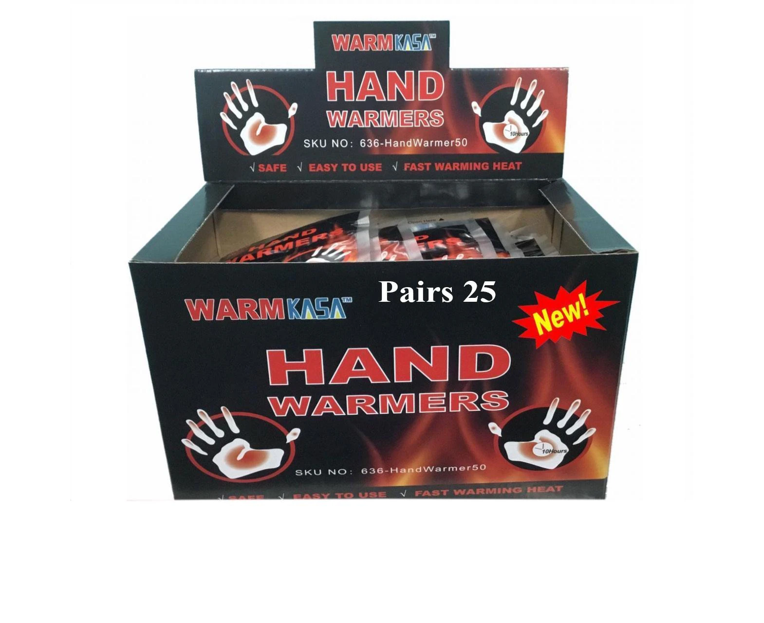 25 Pairs 50 KASA Hand Warmers Pack 10 Hrs Safe| Natural Odorless Warmer