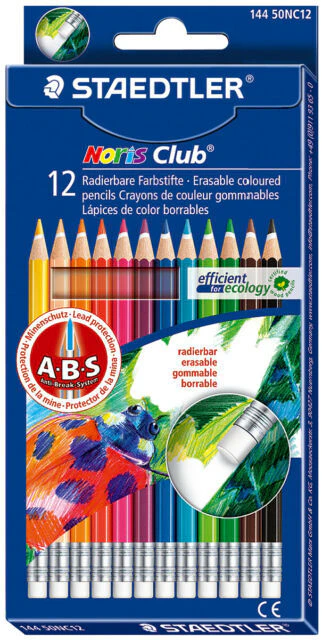 Staedtler- Colouring Pencils- Noris Erasable 12 pack 144 50NC12