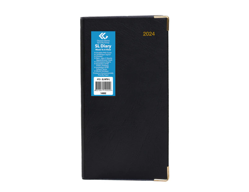2024 Diary Olympia Slimline Week to View PVC Cover #13 14002