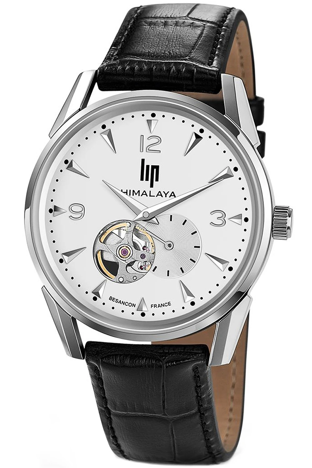 Lip himalaya 40 coeur battant Mens Analog Automatic Watch with Leather bracelet Silver