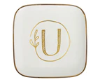 Luxurious Alphabet Monogram Ceramic Trinket Plate - Letter U