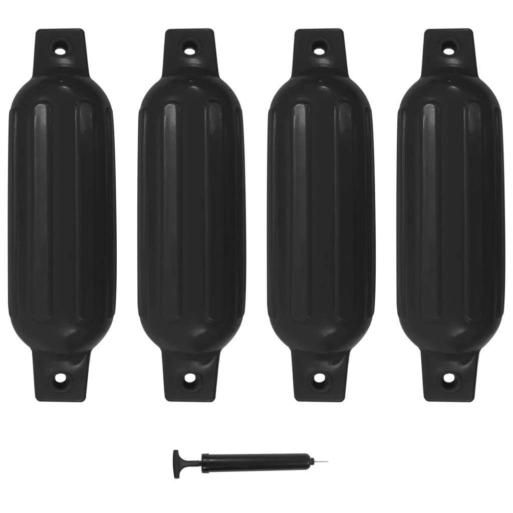 vidaXL Boat Fender 4 pcs Black 41x11.5 cm PVC