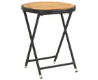 vidaXL Tea Table Black 60 cm Poly Rattan and Solid Acacia Wood