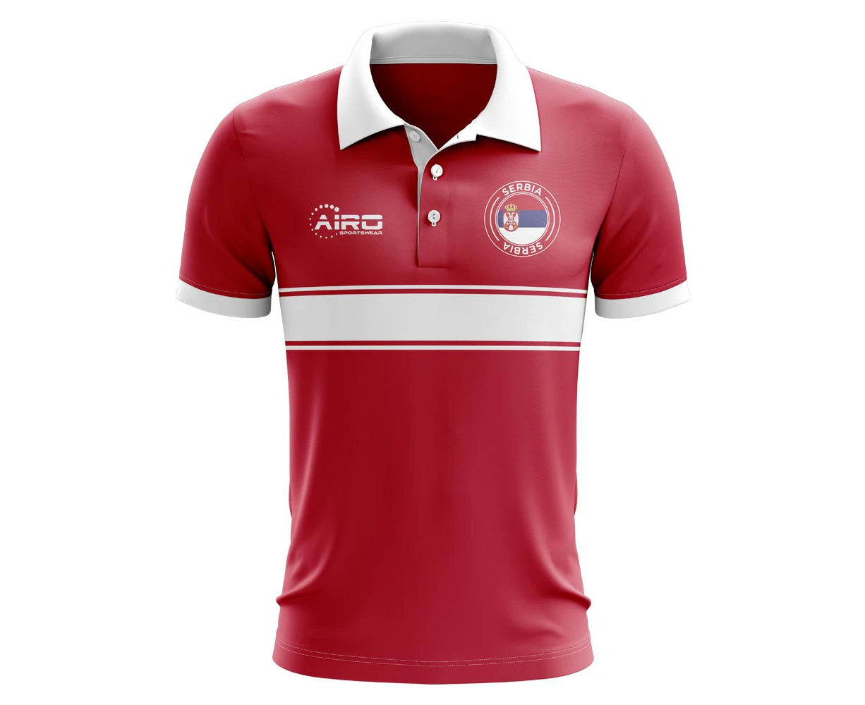 Serbia Concept Stripe Polo Shirt (Red) - Kids