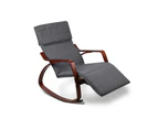 Artiss Fabric Rocking Armchair with Adjustable Footrest - Charcoal