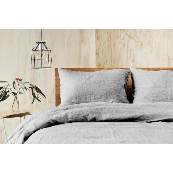 Doux Pure Linen Quilt Cover Set Queen - Grey