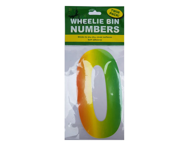 2pce Wheelie Bin Number Stickers Rainbow Twin Pack Adhesive Waterproof
