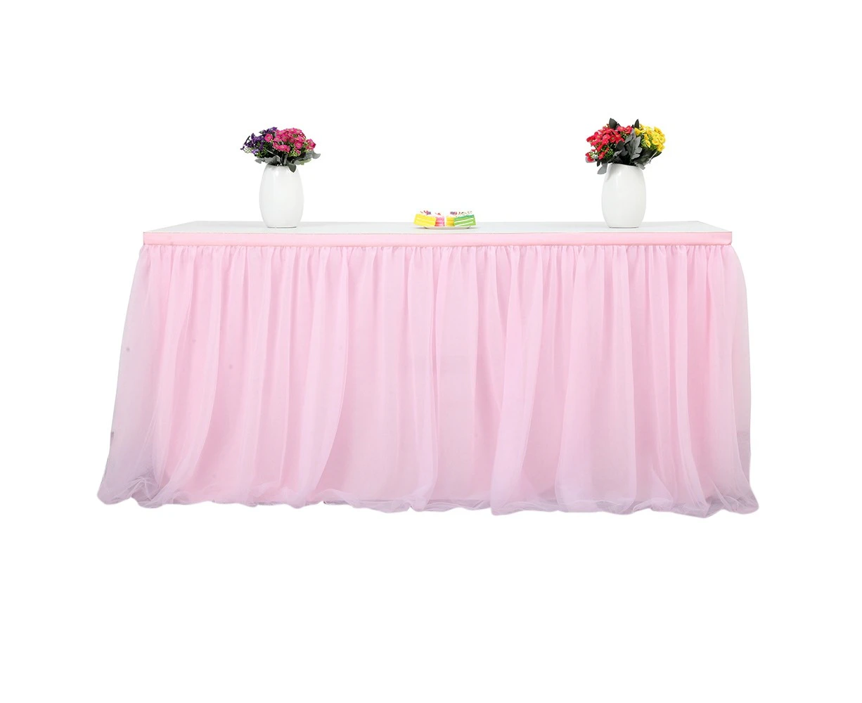 Tutu Tulle Table Skirt Cloth for Party Wedding Home Decoration  - Pink