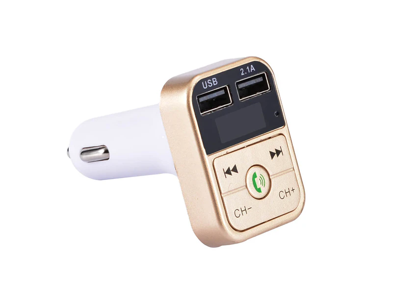 3-in-1 Car Wireless Car Bluetooth FM Transmitter - Gold