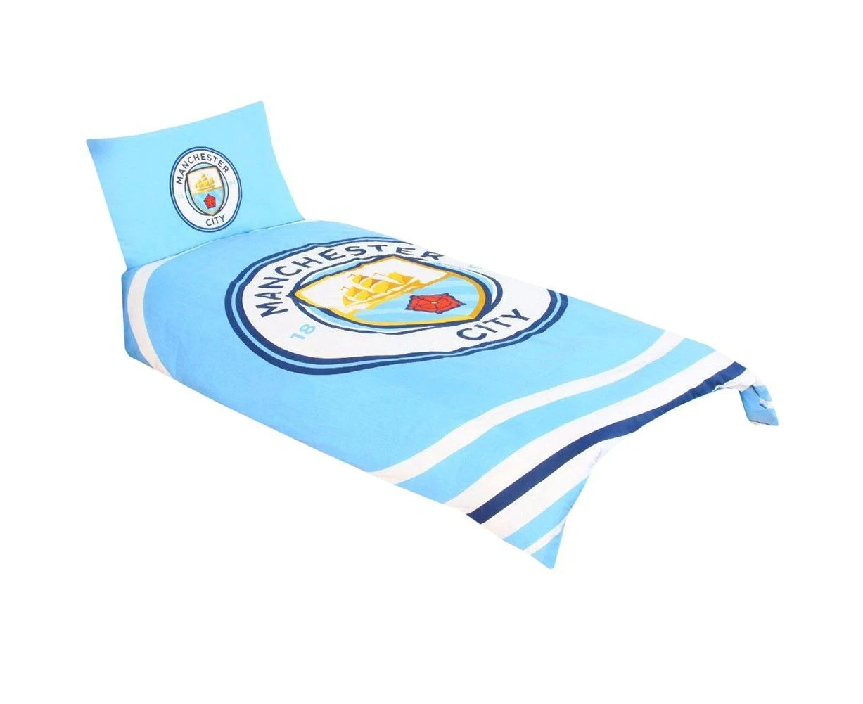 Manchester City FC Pulse Single Duvet Set (Blue/White) - TA2739