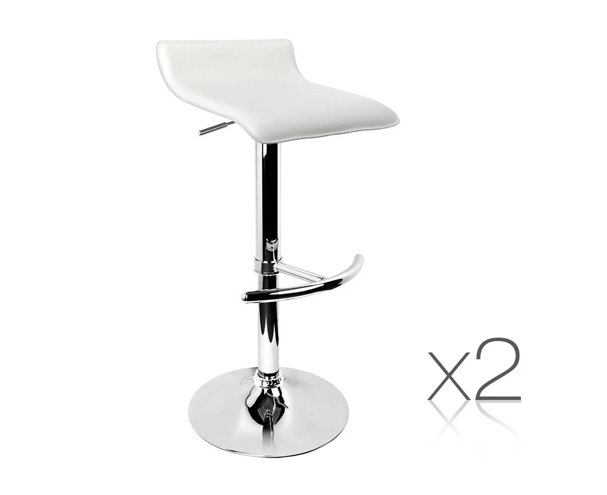 Artiss Set of 2 PU Leather Bar Stools - White