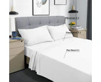 Single Size 4 Piece Micro Fibre Fitted & Flat Sheet Set - White