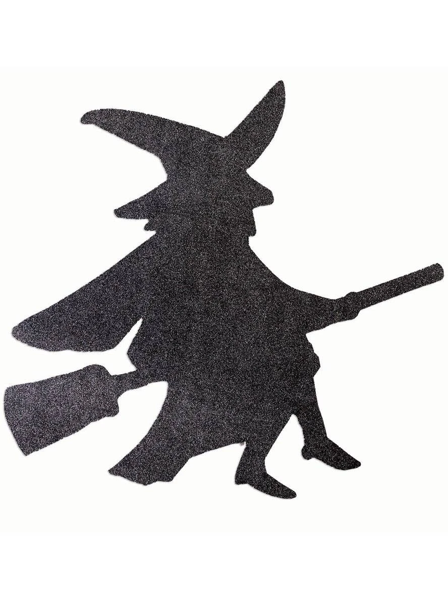 Large Black Glitter Witch Cut Out Halloween Decoration Genuine Forum Novelties - New