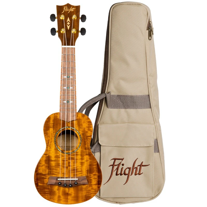 Flight DUS445 Soprano Koa Ukulele Gloss Finish W/Bag