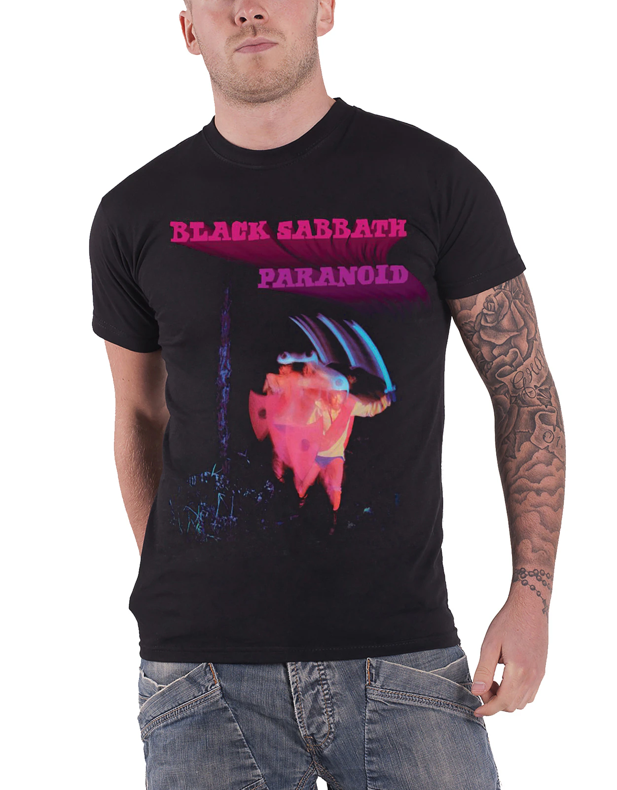 Sabbath T Shirt Paranoid Motion Trails Band Logo  Official Mens - Black