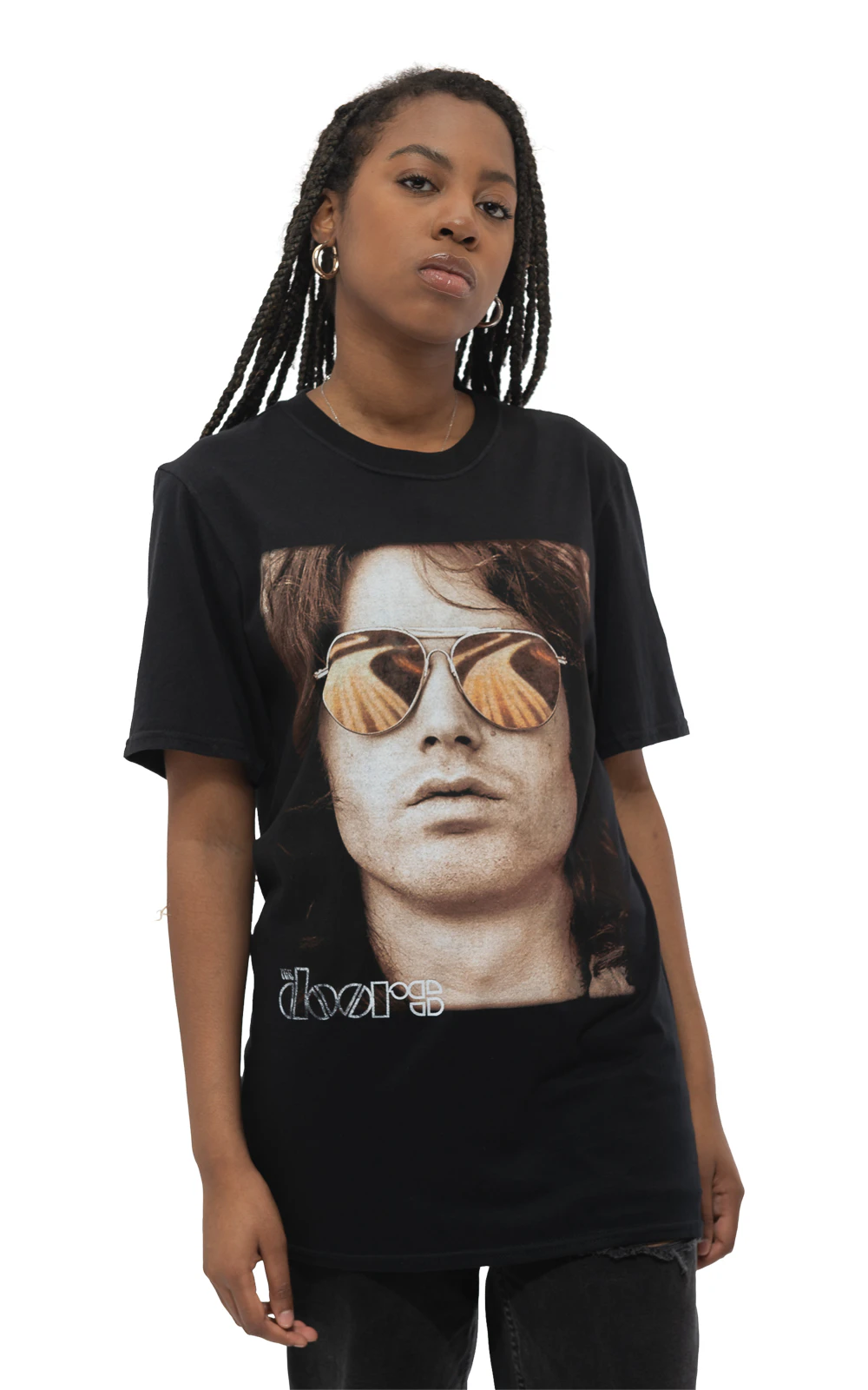 The Doors T Shirt Jim Face Band Logo  Official Mens - Black