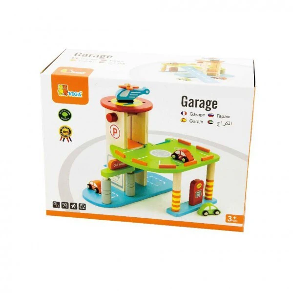 Viga Wooden Educational Toys Car Garage 2 Level