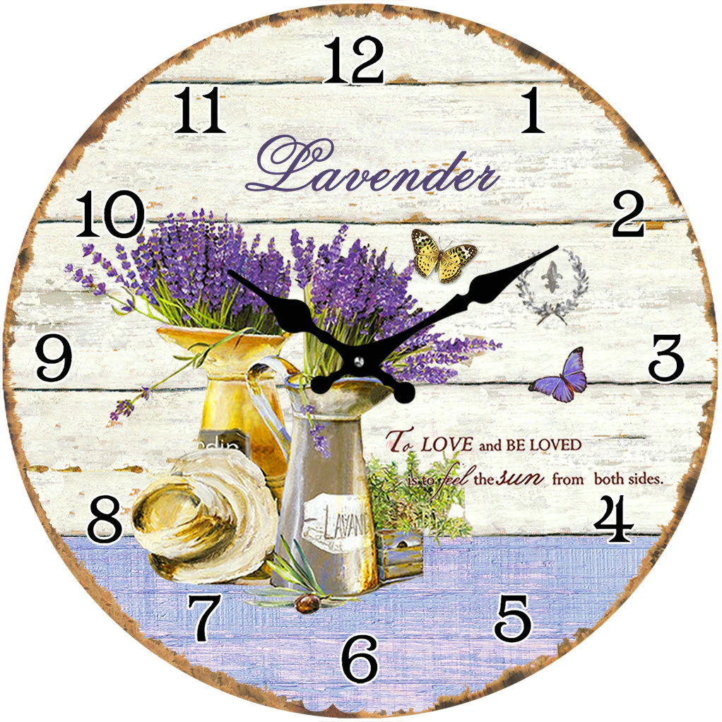 French Country Glass Wall Clock Small 17cm Lavender To Love